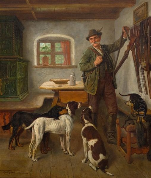 Der Griff Zum Gewehr Oil Painting by Adolf Eberle