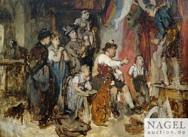 Vorbereitung Zum Schutzenfest (preliminary Study) Oil Painting by Adolf Eberle