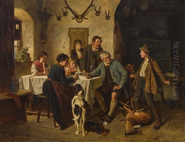 Der Erste Jagderfolg Oil Painting by Adolf Eberle