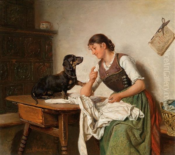 Ein Zwiegesprach Oil Painting by Adolf Eberle