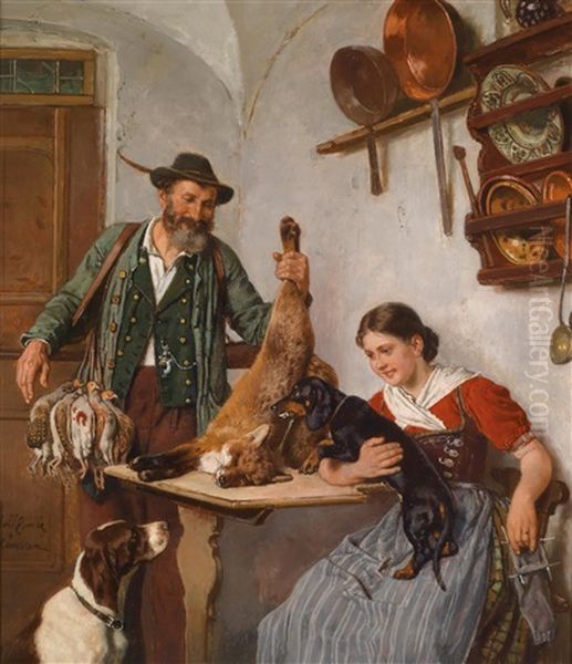 Nach Erfolgreicher Jagd Oil Painting by Adolf Eberle