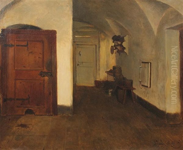 Interieur Oil Painting by Adolf Eberle