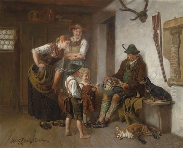 Heimkehr Des Jagers Oil Painting by Adolf Eberle