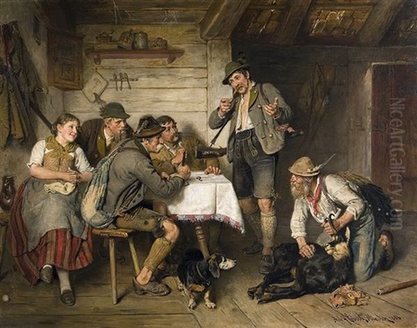 The Lucky Hunter Oil Painting by Adolf Eberle