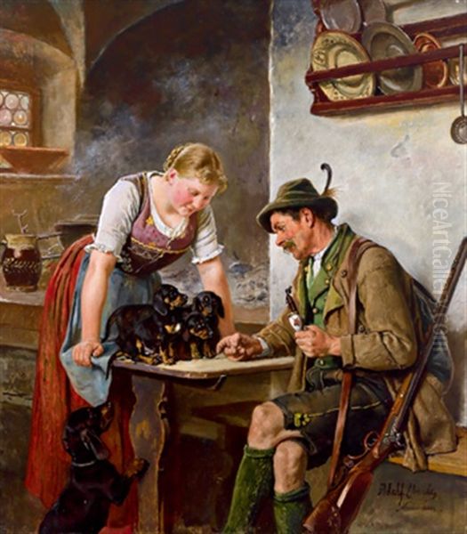 Der Neue Wurf Oil Painting by Adolf Eberle