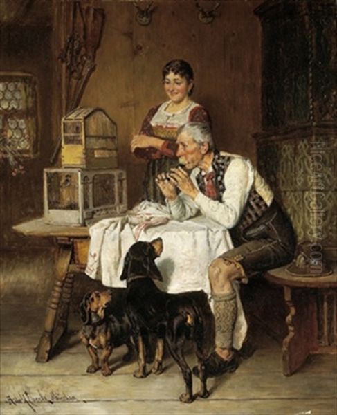 Tierliebe Oil Painting by Adolf Eberle