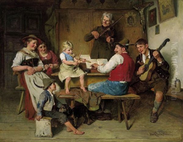 Das Hauskonzert Oil Painting by Adolf Eberle