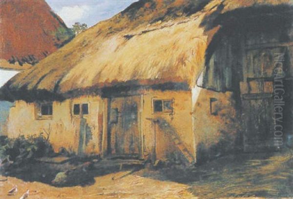 Bauernhaus Mit Strohdach Oil Painting by Adolf Eberle