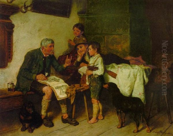 Tierkunde Oil Painting by Adolf Eberle