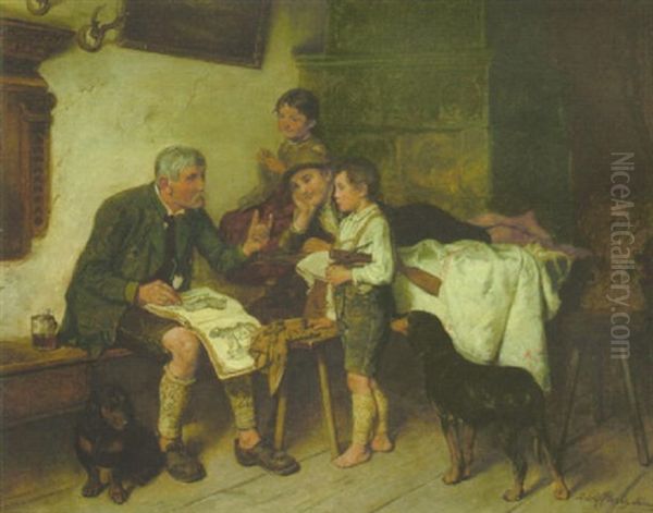 Tierkunde Oil Painting by Adolf Eberle