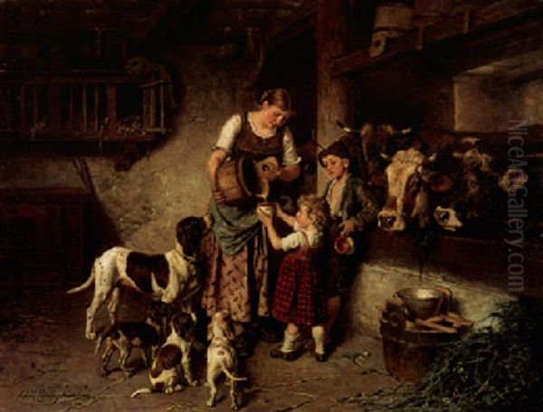 Frische Milch Oil Painting by Adolf Eberle