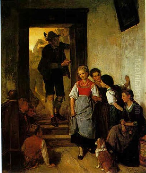 Aufforderung Zum Tanz Oil Painting by Adolf Eberle