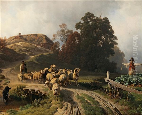 The Skittish Flock Oil Painting by Robert Eberle