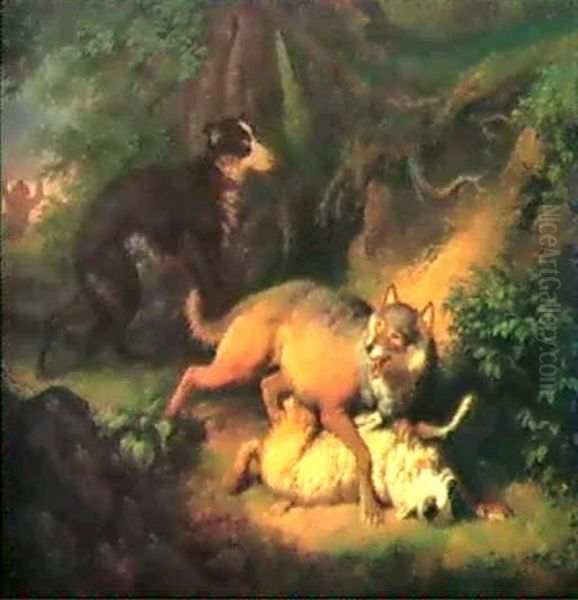 Der Wolf Mit Seiner Beute Oil Painting by Robert Eberle