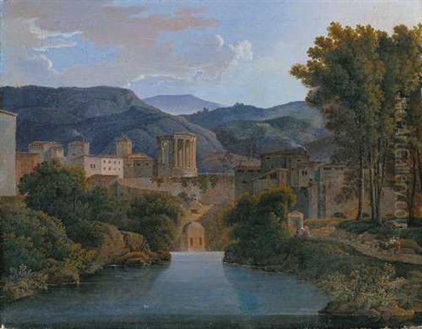 Ansicht Von Tivoli Oil Painting by Johann Christian Eberlein