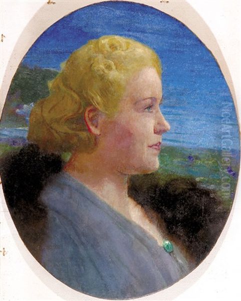 Portrait Of A Lady Oil Painting by Alfred Rudolfovich Eberling