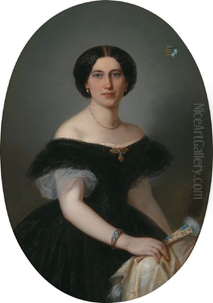 Bildnis Leonie Freifrau Von Kellersperg, Geb. Grafin Und Herrin Zu Scharffenberg Oil Painting by Carl Alois Martin Ebersberg