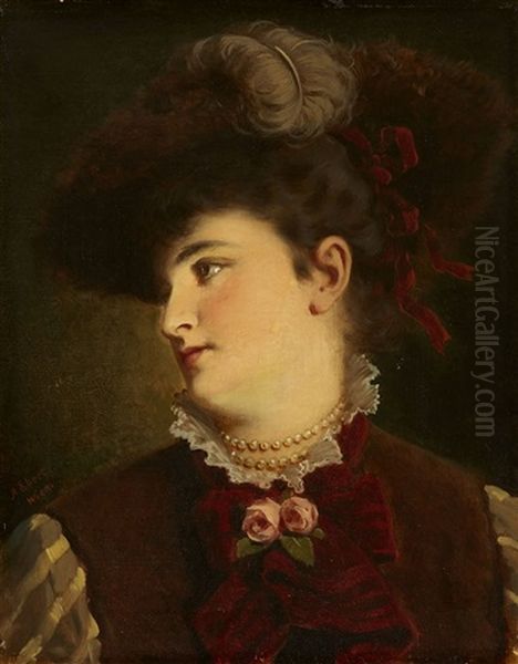 Portrait Of A Young Woman Oil Painting by Anton Ebert