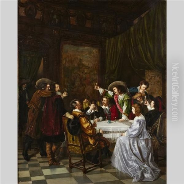 Wedding Toast To The New Suitor Oil Painting by Anton Ebert