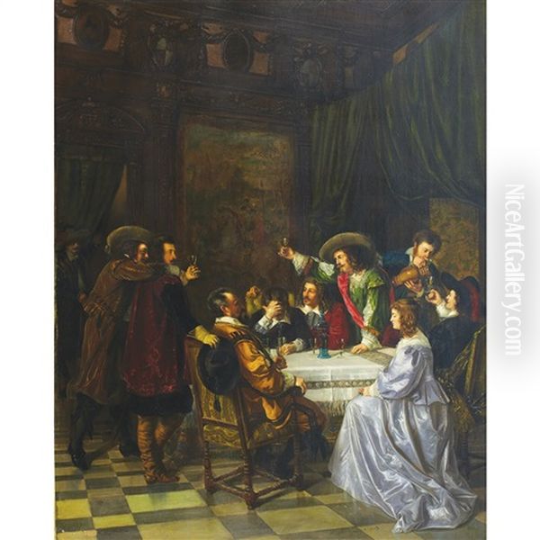 Wedding Toast To The New Suitor Oil Painting by Anton Ebert