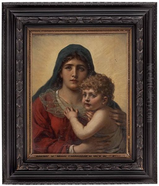 Madonna Mit Jesuskind Oil Painting by Anton Ebert