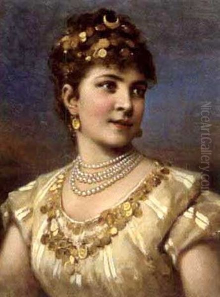 Bildnis Einer Dame Mit Orientalischem Schmuck Oil Painting by Anton Ebert