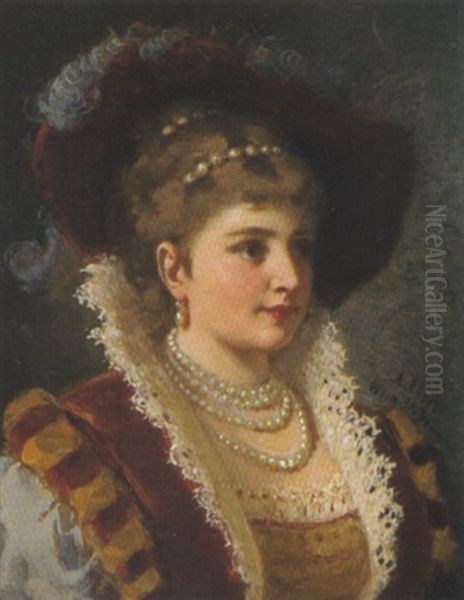 Dame In Historischem Kostum Oil Painting by Anton Ebert