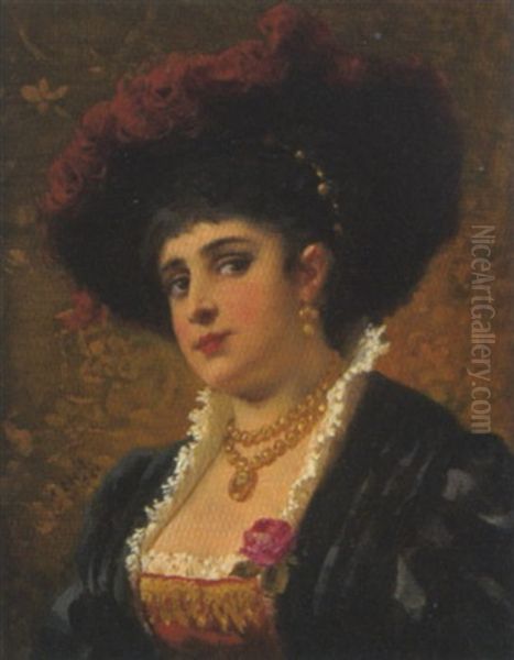 Dame In Historischem Kostum Oil Painting by Anton Ebert