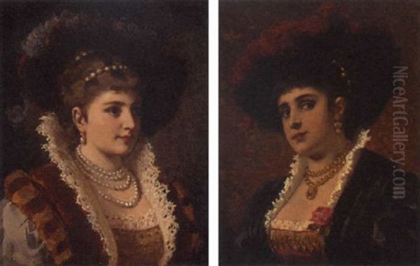 Elegant Ladies Oil Painting by Anton Ebert