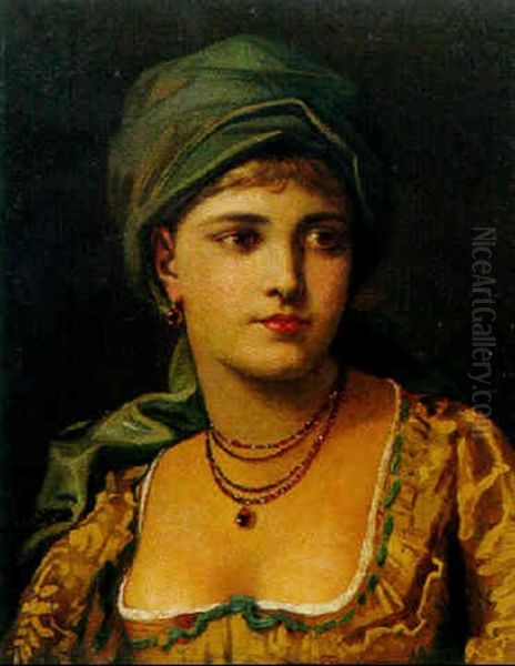 Portrat Einer Jungen Frau Oil Painting by Anton Ebert