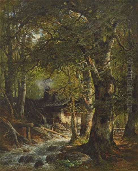 Hammerschmiede Im Walde Oil Painting by Carl Ebert