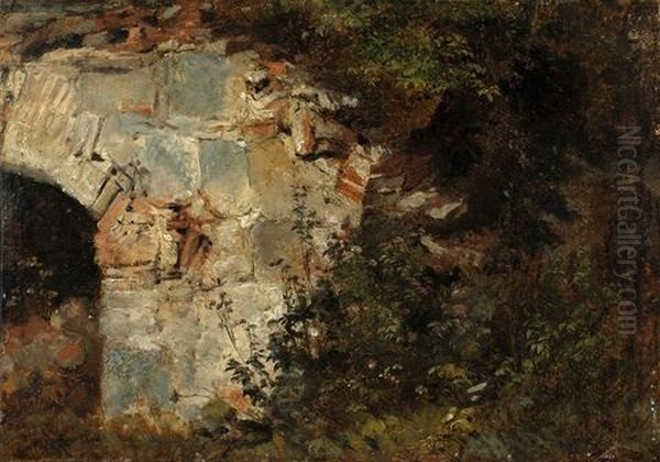 Cave Entrance In The Roman Campagna Oil Painting by Carl Ebert