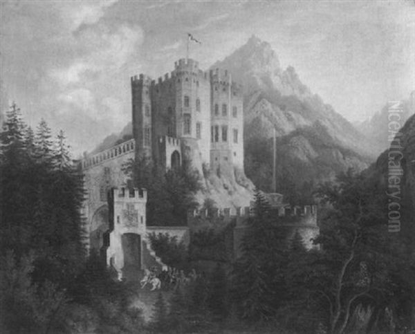 Schloss Hohenschwangau Mit Romantischer Ritterstaffage Oil Painting by Carl Ebert