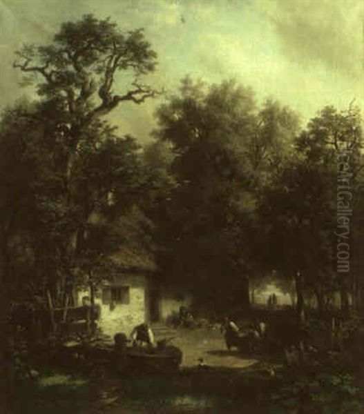 Bauerliche Idylle Oil Painting by Carl Ebert