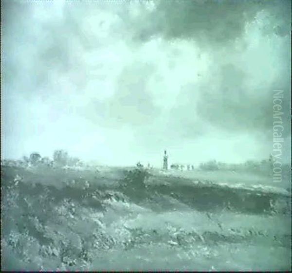 Hirtin Mit Herde In Einer Wiesenlandschaft Oil Painting by Carl Ebert