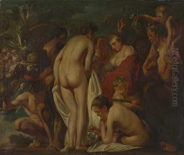 Bacchanal - Kopie Nach J. Jordaens Oil Painting by Otto Arpke