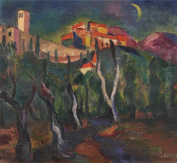 Mondnacht In Mojano Oil Painting by Josef Eberz