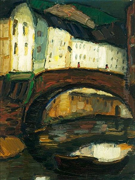 Stadtlandschaft Mit Brucke by Josef Eberz