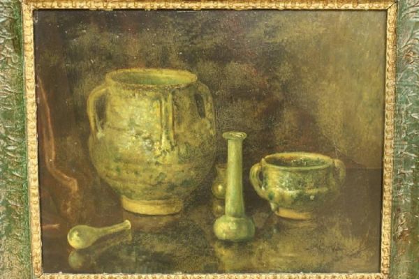 Stilleven Met Antiek Aardewerk En Glas Oil Painting by Bernardus Arps