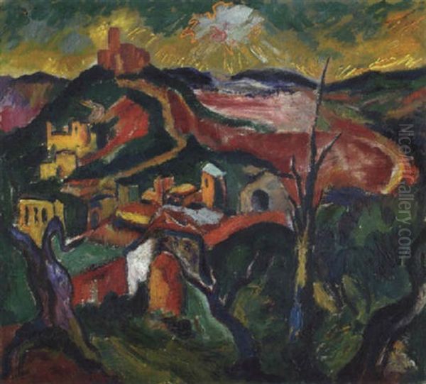 Abend Am Rocca Oil Painting by Josef Eberz