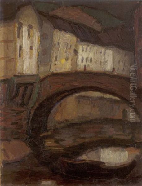 Hauserschlucht Mit Brucke Oil Painting by Josef Eberz