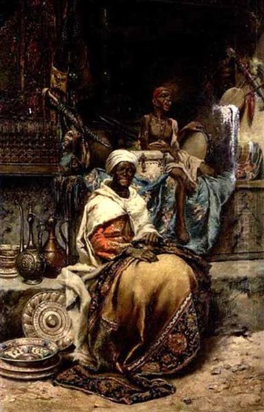 In Einem Afrikanischen Basar Oil Painting by Jose Echena