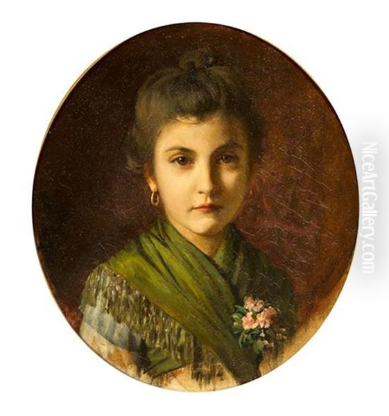 Portrait Of A Young Woman Oil Painting by Adolf Echtler