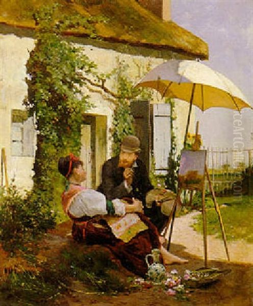 The Painter And The Servant Oil Painting by Adolf Echtler