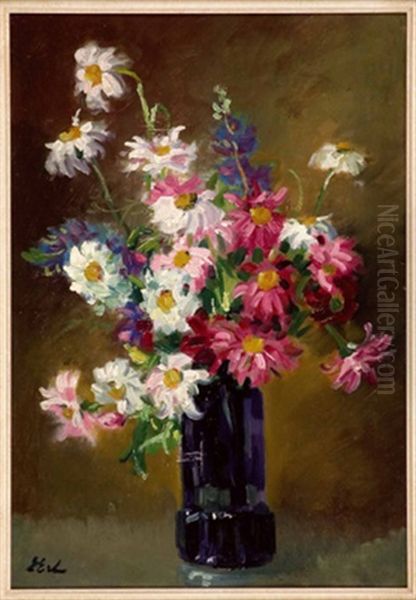 Alpenblumen In Vase Oil Painting by Ernst Eck