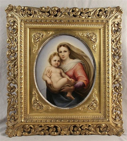 After Raphael's Sistine Madonna Oil Painting by Aloys Eckardt