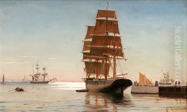 Ein Segler Verlast Den Hafen Oil Painting by Christian Frederic Eckardt