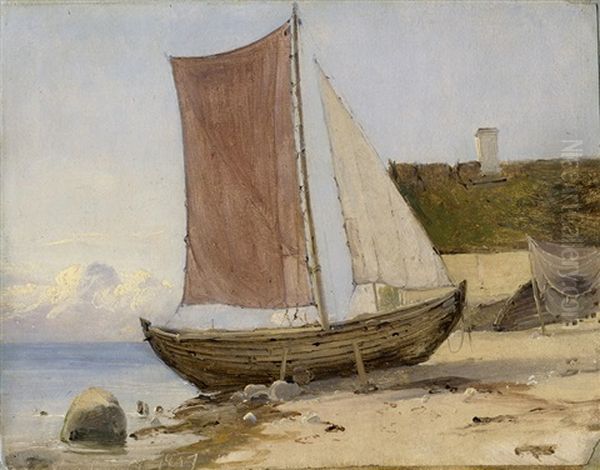 Fischerboot Am Strand Oil Painting by Christian Frederic Eckardt