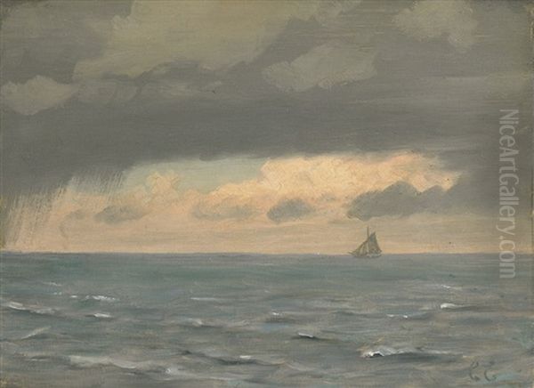 Kleines Segelboot Bei Aufkommenden Unwetter Auf See Oil Painting by Christian Frederic Eckardt