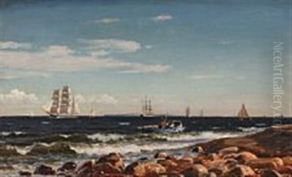 Several Ships At Oresund Oil Painting by Christian Frederic Eckardt